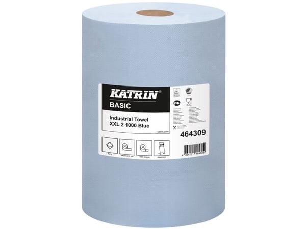 Teollisuusrulla, työpajarulla, Katrin Basic, 2-kerroksinen, 360 m x 38 cm, Ø29 cm, sininen, sekoitetut kuidut - (2 rullaa/laatikko)