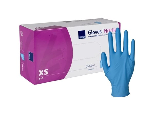 Undersøgelseshandske, ABENA Classic Sensitive, XS, blå, nitril