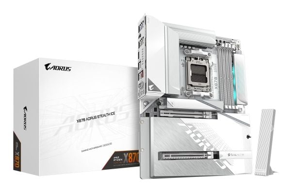 AORUS X870 STEALTH ICE - Hovedkort - ATX - Socket AM5 - AMD X870 Chipset - USB-C 3.2 Gen 2x2, USB 3.2 Gen 2, USB 3.2 Gen 1 - Wi-Fi 7, Bluetooth, 5 ...