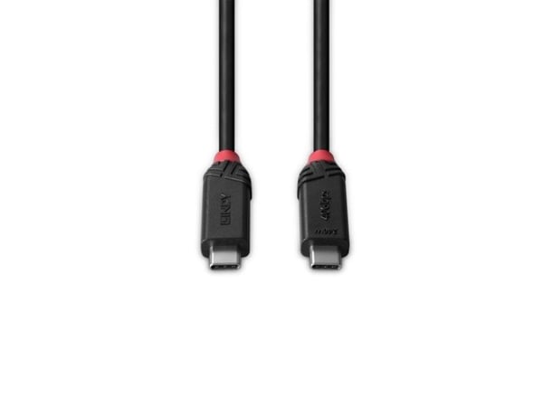 Lindy 37000, 0,5 m, USB C, USB C, USB4 Gen 3x2, 40 Gbit/s, Svart