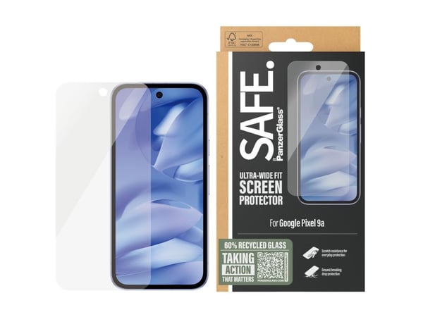SAFE. by PanzerGlass - Skjermbeskyttelse for mobiltelefon - ultrabred passform - glass - rammefarge svart - for Google Pixel 9a