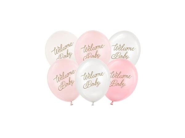 Velkommen babyballongbuket, rosa mix