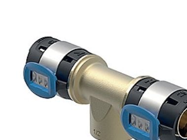 Geberit FlowFit T-stycke med invändig gänga CuSn4Zn2PS d=20 mm Rp=1/2" d1=20 mm