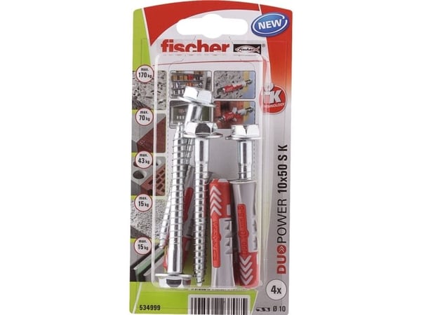 Fischer DUOPOWER 10 x 50 S, Rund, Metall, Plast, 5 cm, 5 cm, 1 cm, 7 cm