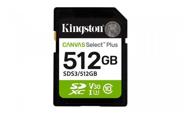 Kingston Canvas Select Plus - Flashminnekort - 512 GB - Video Class V30 / UHS-I U3 / Class10 - SDXC UHS-I