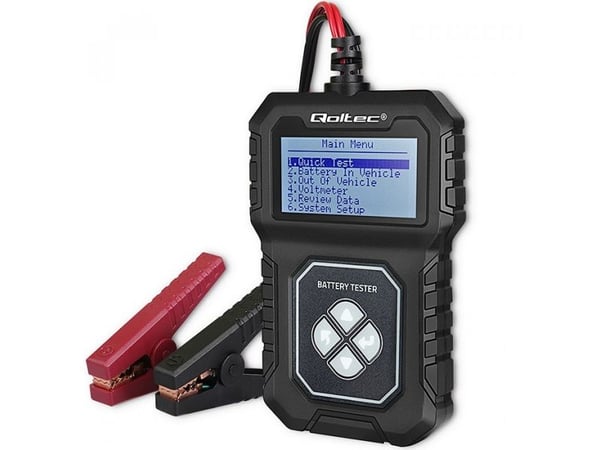 Qoltec Digital batteritester med LCD-skjerm | polsk meny | 12 V | AGM | GEL | STD | 30-220AH