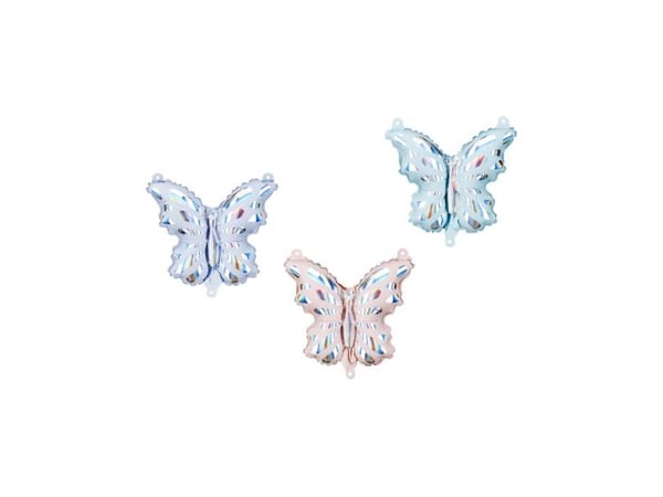 PartyDeco FB253-3, Lekeballong, Folie, Assorterte farger, Holografisk, Universell, Butterfly