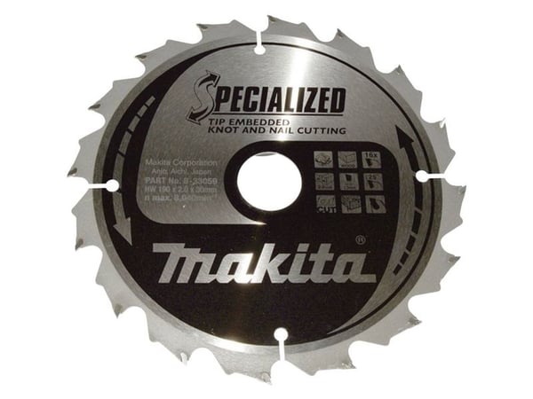 Makita Specialized - Sirkelformet sagblad - for tre - 190 mm - 16 tenner