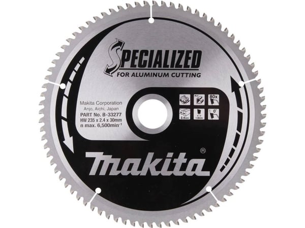 Makita B-09606 T.C.T. sag 235X2,4X30mm 0° T80 SPESIALISERT for skjæring av aluminium