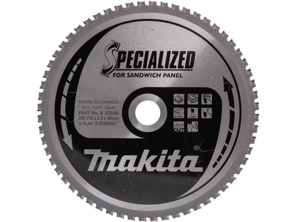 Makita Specialized - Sirkelformet sagblad - for sandwich panel - 270 mm - 60 tenner - for XGT HS011GT201
