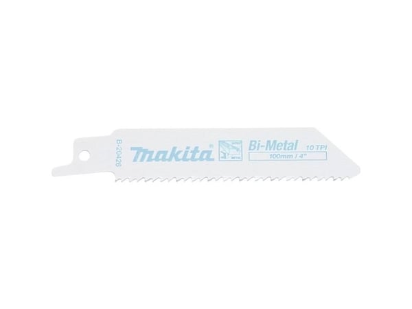 Makita B-20426, Stikksagblad, Metall, Tre, Bimetall, Blå, 10 cm, 5 stykker