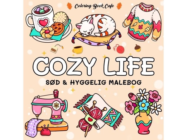 Målarbok: Cozy Life - Cozy Coloring | Coloring Book Cafe | Kieli: Tanska