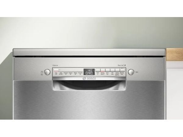 Bosch Serie 2 SMS2HVI02E, Frittstående, Full størrelse (60 cm), Grå, Metallisk, Rustfritt stål, Knapper, 1,75 m