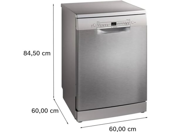 Bosch Serie 2 SMS2HVI02E, Frittstående, Full størrelse (60 cm), Grå, Metallisk, Rustfritt stål, Knapper, 1,75 m