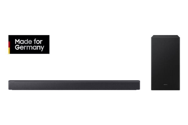 Samsung HW-B460GF, 2.1 kanaler, DTS Virtual:X, Dolby Lyd, Adaptiv, Spill, Standard, Utvidelse av surroundlyd, Trådløs, Svart, AAC, AIFF, FLAC, MP3,...