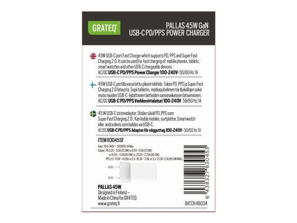 PALLAS CHARGER GaN PD/PPS USB-C 45W