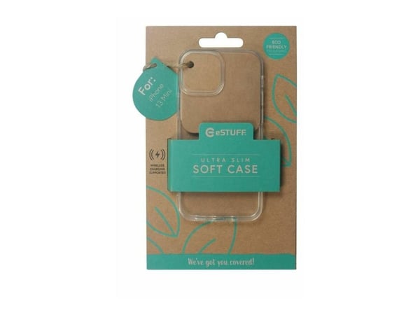 eSTUFF Clear soft Case for iPhone 13 mini, Suojus, Apple, iPhone 13 mini, 13,7 cm (5.4"), Läpinäkyvä