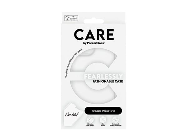 CARE by PanzerGlass - bakdeksel til mobiltelefon - termoplastisk polyuretan (TPU) - hvit orkidé - for Apple iPhone 13, 14