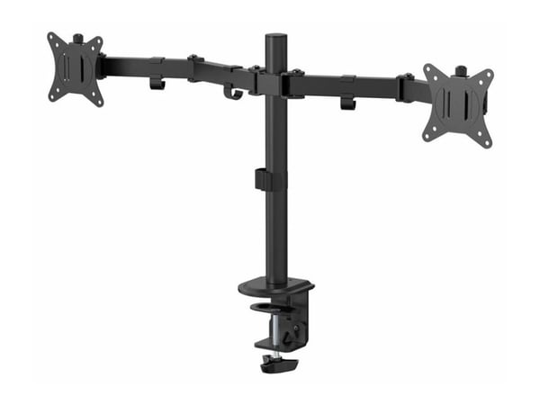 eSTUFF - Monteringssett (skrivebordsklemmemontering, kausemontering, 2 quick release VESA plates) - for 2 LCD-skjermer - office - stål, plastikk - ...