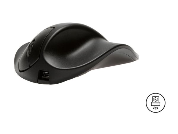 BakkerElkhuizen HandShoeMouse Large - Mus - högerhänt - optisk - 3 knappar - trådlös - trådlös USB-mottagare - svart