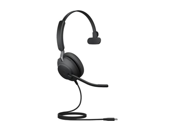 Jabra Evolve2 40 SE UC Mono - Hodesett - on-ear - kablet - USB-C, USB-A - lydisolerende - Optimert for UC