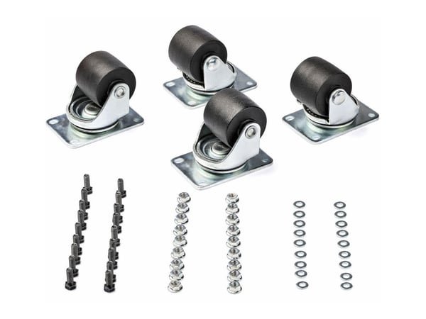 Startech Heavy Duty Casters for Server Racks/Cabinets, Set of 4 Universal M6 2-inch Swivel Caster Kit, 45x75mm Pattern, Replacement Caster Wheels f...