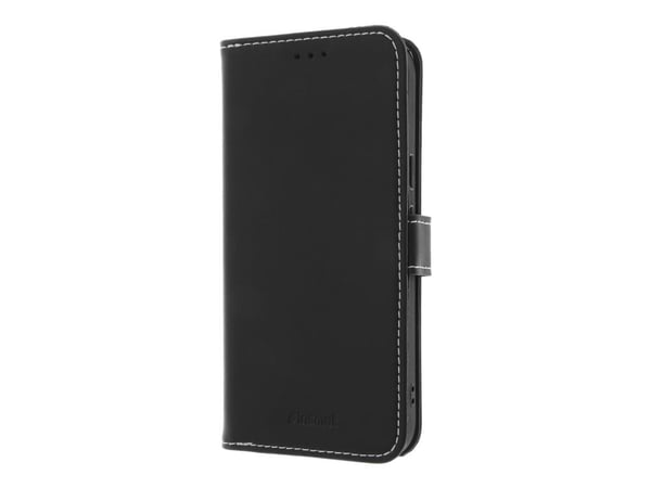 Insmat Exclusive - Flip-deksel for mobiltelefon - ekte skinn, papp+papir, polykarbonat, bomullssøm - svart