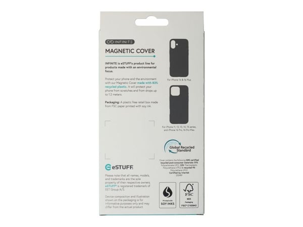 eSTUFF ES67160020, Suojus, Apple, iPhone 16, 15,5 cm (6.1"), musta