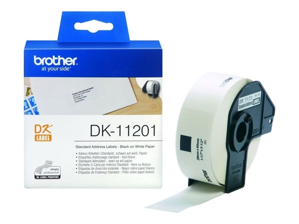 Brother DK-11201 - Svart på hvitt - 29 x 90 mm 400 etikett(er) (1 rull(er) x 400 adresselapper - for Brother QL-1050, QL-500, QL-550, QL-560, QL-57...