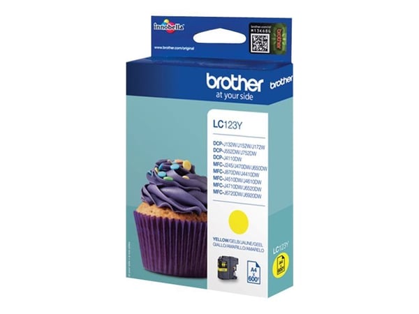 Brother LC123Y, 600 sivua, 1 kpl, Kertapakkaus
