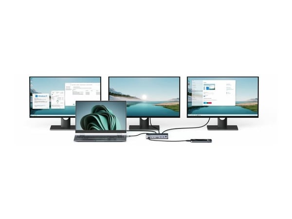 eSTUFF - Dokkingstasjon - USB-C - HDMI, DP - 1GbE - 150 watt