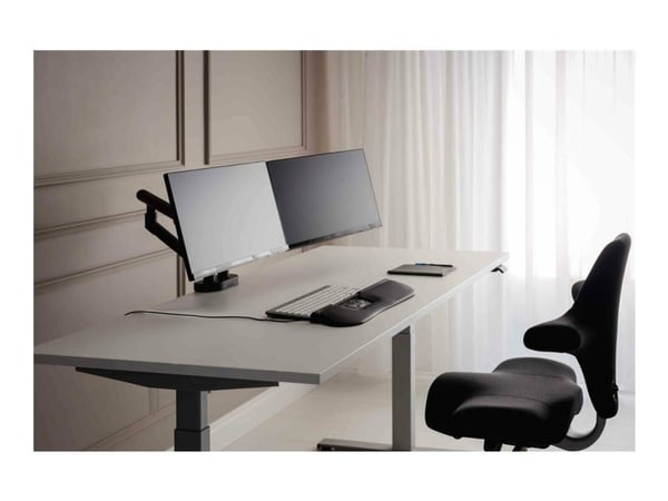 BakkerElkhuizen Flexible Dual - Monteringssett - justerbare dobbeltarmer - for 2 skjermer - aluminium, stål, ABS-plast, termoplastgummi (TPR), poly...