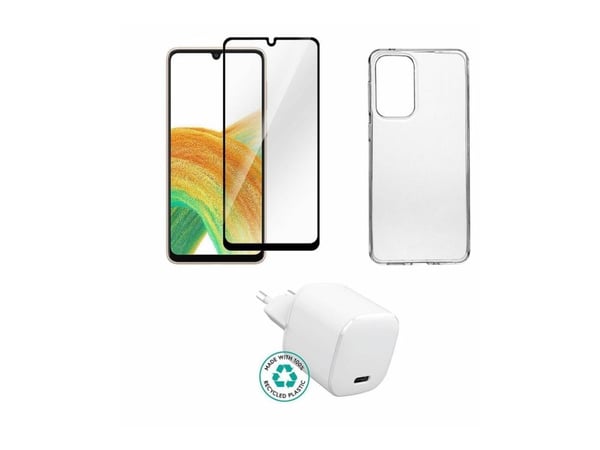 eSTUFF - Tilbehørssett for mobiltelefon - charger, cover, glass - for Samsung Galaxy A33 5G