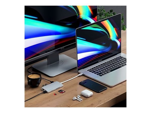 Satechi Alumiininen moniporttisovitin V2 - Telakointiasema - USB-C / Thunderbolt 3 - GigE