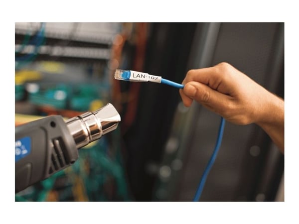 Brother HSe-221E - Svart på hvitt - Rull (0,9 cm x 1,5 m) 1 kassett(er) hengeboks - varmekrympetape - for P-Touch PT-D800W, PT-E550WVP