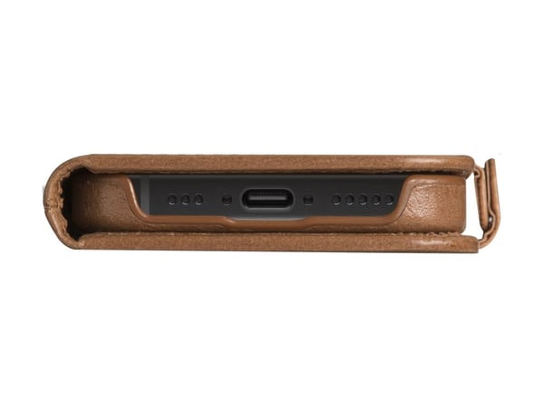 dbramante1928 Lynge - Flipomslag til mobiltelefon - MagSafe-kompatibilitet - fullnarvet læder - tan - for Apple iPhone 16e