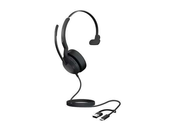 Jabra Evolve2 50 MS Mono - Hodesett - on-ear - kablet - aktiv støydemping - USB-C, USB-A - Certified for Microsoft Teams