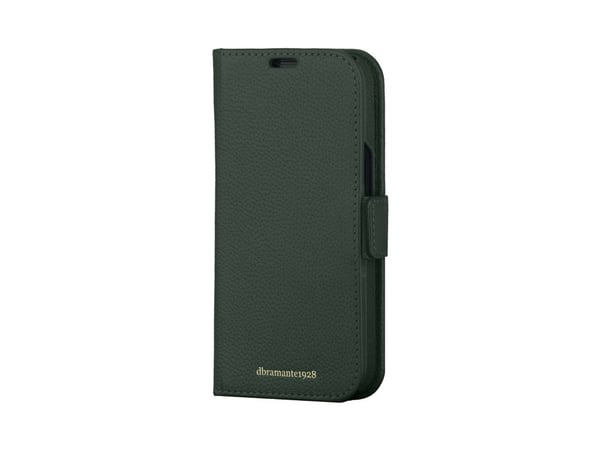 dbramante1928 New York - Lommebok for mobiltelefon - fullnarvet rulleskinn - eviggrønn - for Apple iPhone 13, 14, 15, 16e, 17e