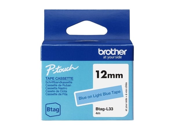 Brother BTAG-L33, Sininen vaalealla sinisellä, Filippiinit, 5 vuosi/vuosia, Brother, P-touch PT-N10, PT-N20, PT-N25BT, 1,2 cm
