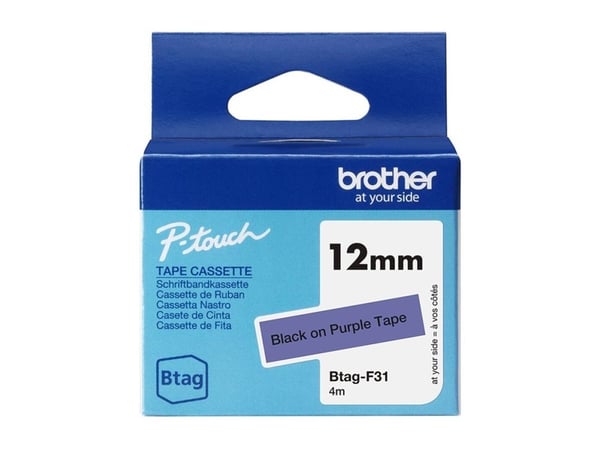 Brother BTAG-F31, Mustaa purppuralla, Filippiinit, 5 vuosi/vuosia, Brother, P-touch PT-N10, PT-N20, PT-N25BT, 1,2 cm