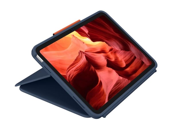 Logitech Rugged Combo 4 Touch - Tastatur og folioveske - med styrepute - Apple Smart connector - QWERTY - Storbritannia - klassisk blå - for Apple ...