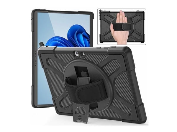 eSTUFF ATLANTA - Baksidedeksel for nettbrett - robust - termoplast-polyuretan (TPU), polykarbonat - svart - for Microsoft Surface Go, Go 2, Go 3, G...