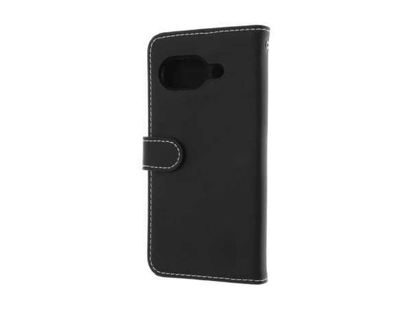 Insmat Exclusive - Flip-deksel for mobiltelefon - ekte skinn, papp+papir, polykarbonat, bomullssøm - svart