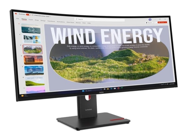 Lenovo ThinkVision T34WD-40 - LED-skjerm - kurvet - 34" - 3440 x 1440 UWQHD @ 120 Hz - VA - 300 cd/m² - 3000:1 - HDR10 - 4 ms - HDMI, DisplayPort, ...