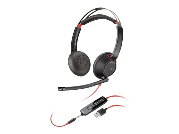 HP Poly Blackwire C5220 - Blackwire 5200 series - headset - på örat - kabelansluten - USB-A, 3,5 mm kontakt - svart - Certifierad för Microsoft-tea...