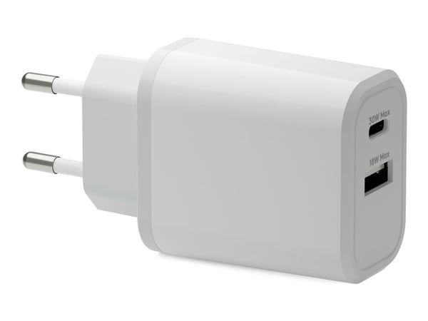 dbramante1928 re-charge - Strømadapter - 30 watt - 3 A - PD/PPS - 2 utgangskontakter (USB-C, USB) - hvit - Europa