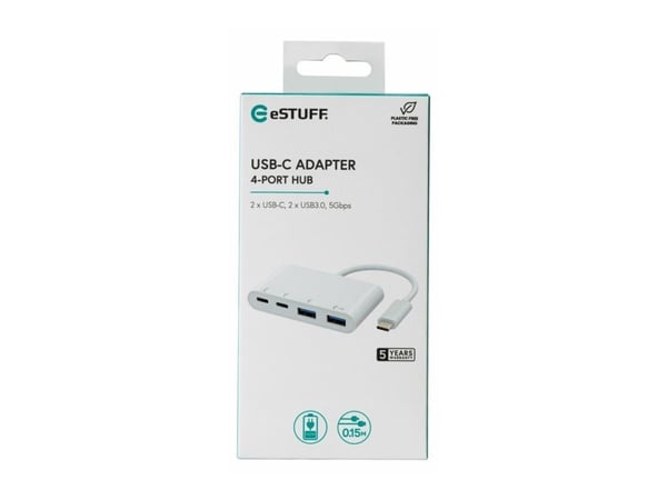eSTUFF - Hub - USB-C, 2x USB 3.0, 2x USB-C 3.1 - 4 x USB 3.2 Gen 2 - stasjonær