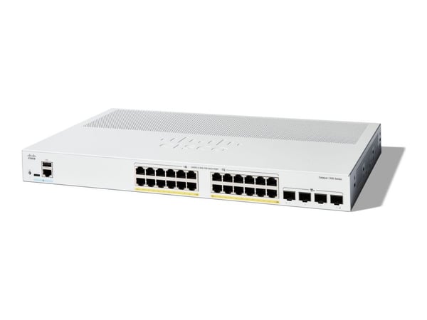 Cisco Catalyst 1300-24P-4X - Switch - L3 - Administrerad - 24 x 10/100/1000 (PoE+) + 4 x 10 Gigabit SFP+ - rackmonterbar - PoE+ (195 W)