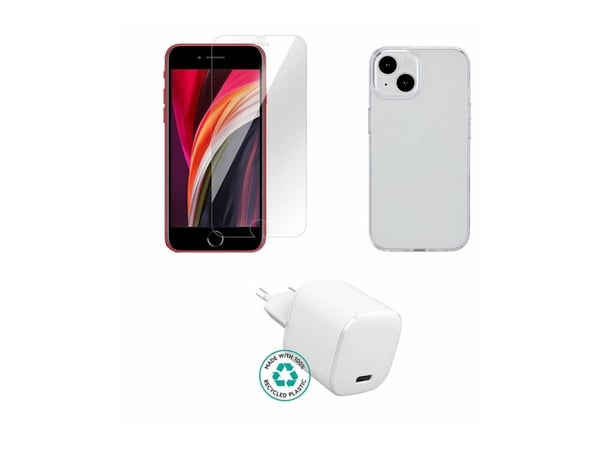 eSTUFF - Tilbehørssett for mobiltelefon - charger, cover, glass - for Apple iPhone SE (3rd generation) eSTUFF - Tilbehørssett for mobiltelefon - charger, cover, glass - for Apple iPhone SE (3rd generation)