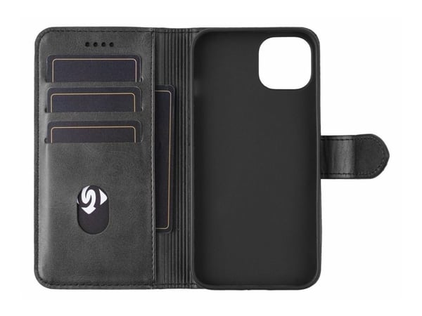 eSTUFF WALES Wallet Cover iPhone 12, Lompakkokotelo, Apple, iPhone 12, Musta